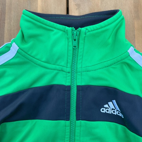 Adidas Lime Green and Grey Athletic Zip Up Jacket - Picture 3 of 7